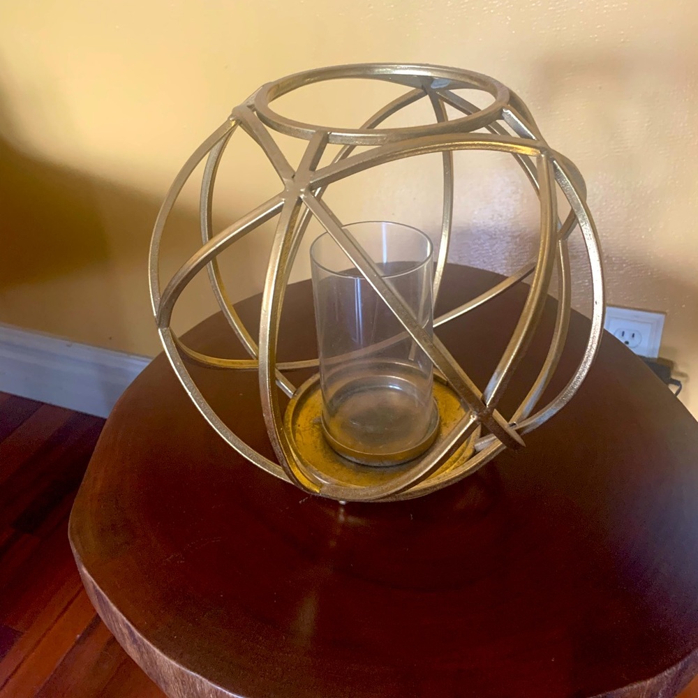 Brass sphere style candle holder